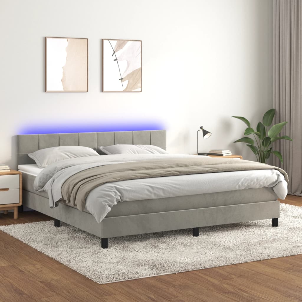 Sommier à lattes de lit avec matelas LED Gris clair 160x200 cm - XIOS
