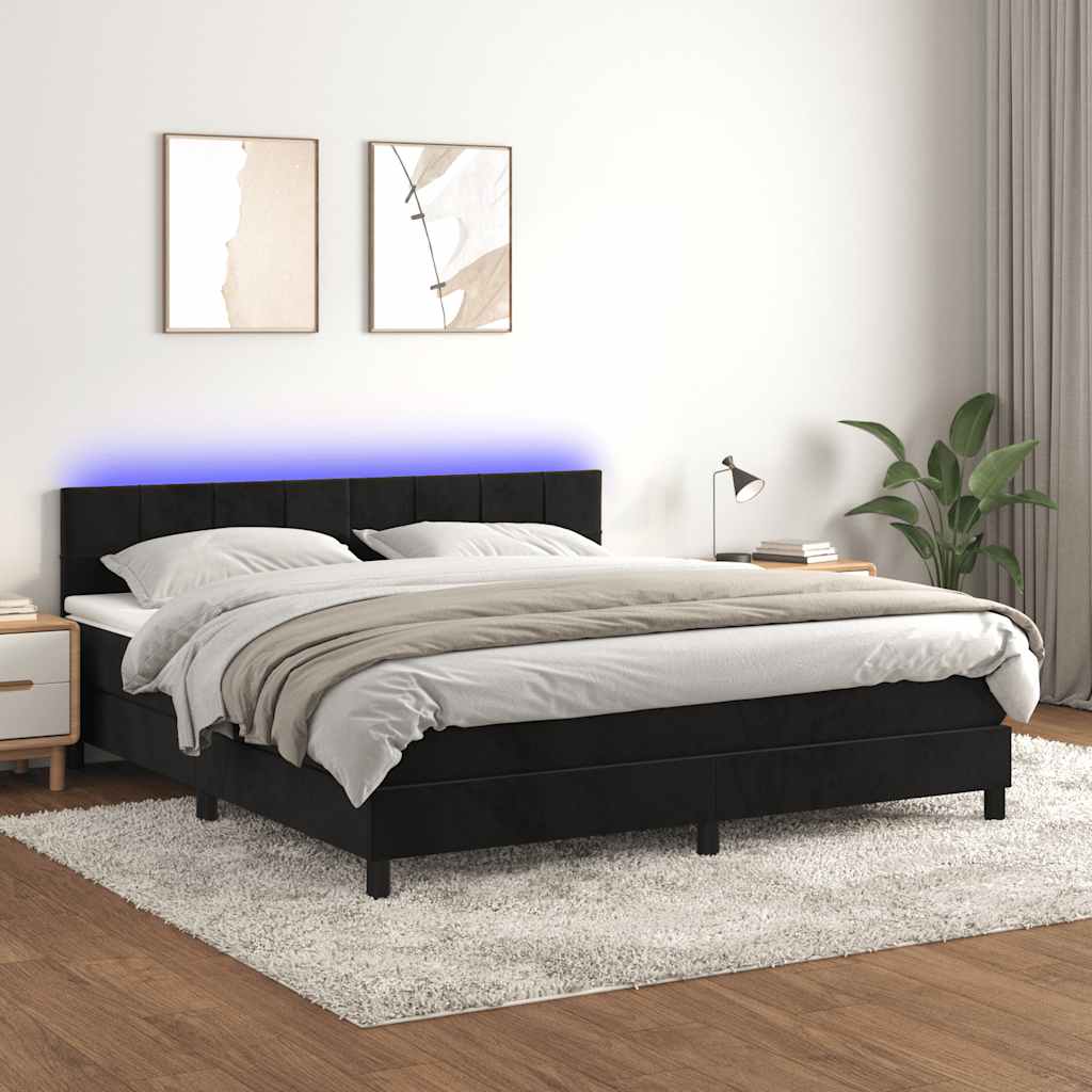 Sommier à lattes de lit avec matelas et LED Noir 160x200 cm - XIOS