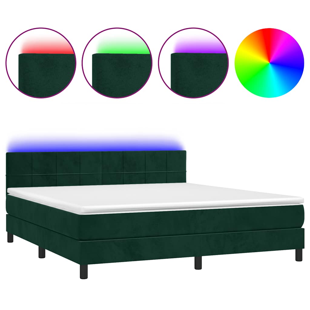 Sommier à lattes de lit avec matelas LED Vert foncé 160x200 cm - XIOS