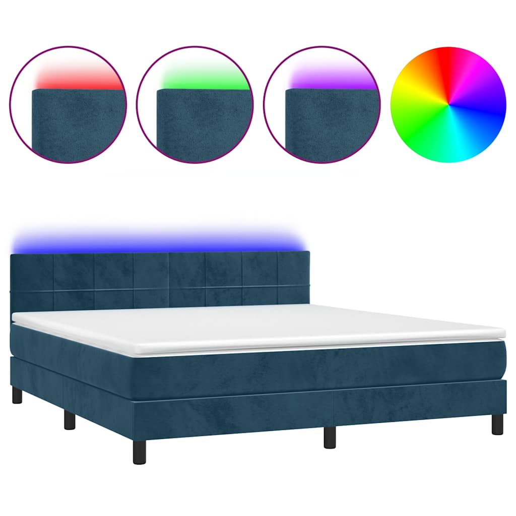 Sommier à lattes de lit avec matelas LED Bleu foncé 160x200 cm - XIOS