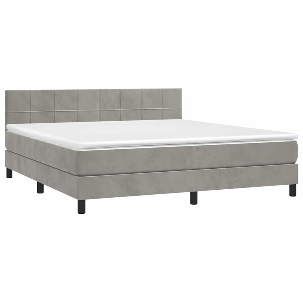 Sommier à lattes de lit avec matelas LED Gris clair 180x200 cm