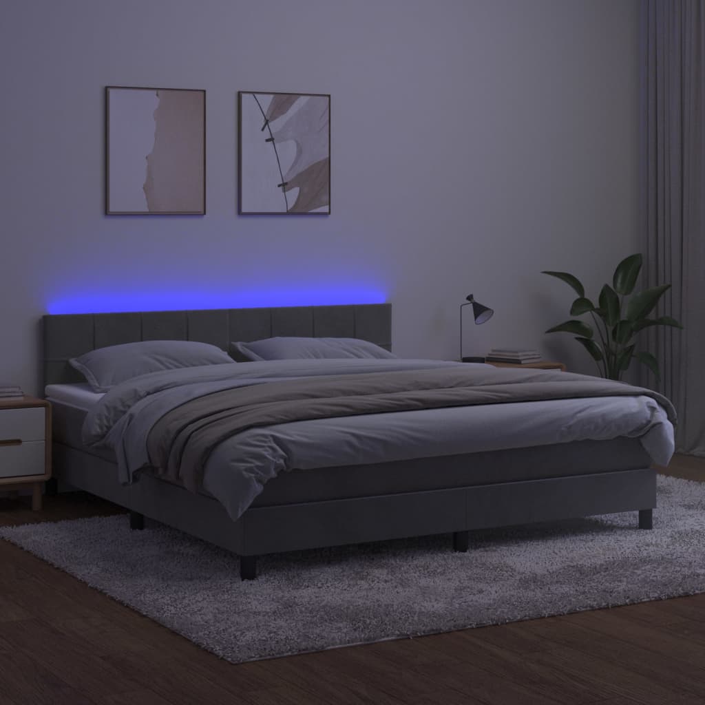 Sommier à lattes de lit avec matelas LED Gris clair 180x200 cm - XIOS