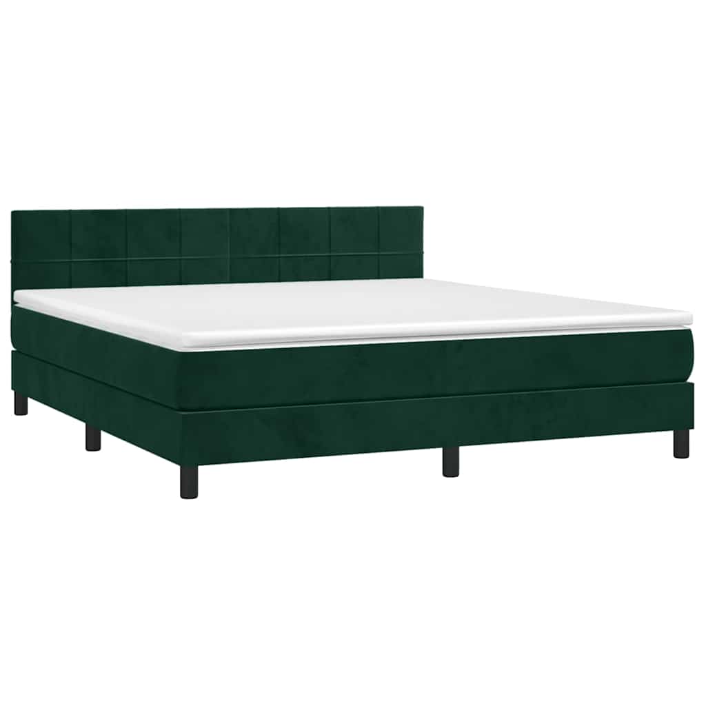 Sommier à lattes de lit avec matelas LED Vert foncé 180x200 cm