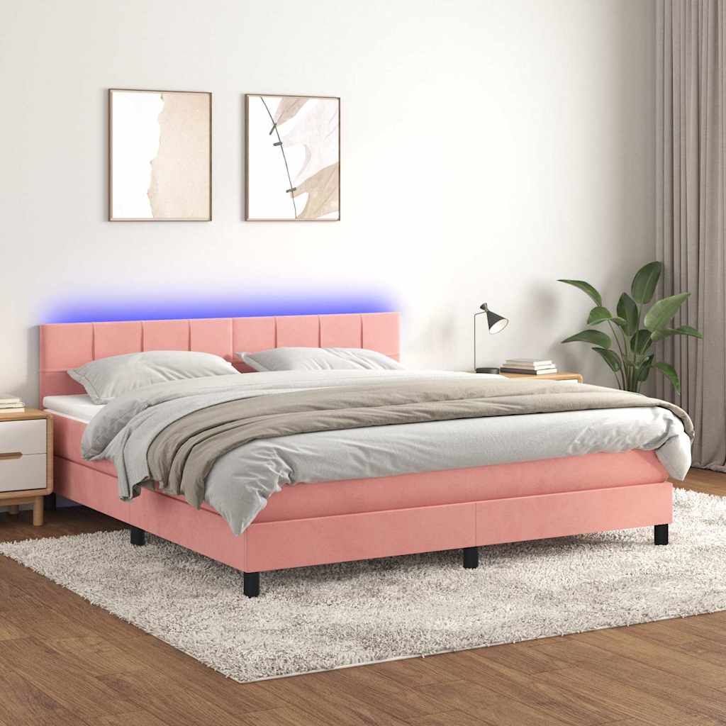 Sommier à lattes de lit avec matelas et LED Rose 180x200 cm - XIOS