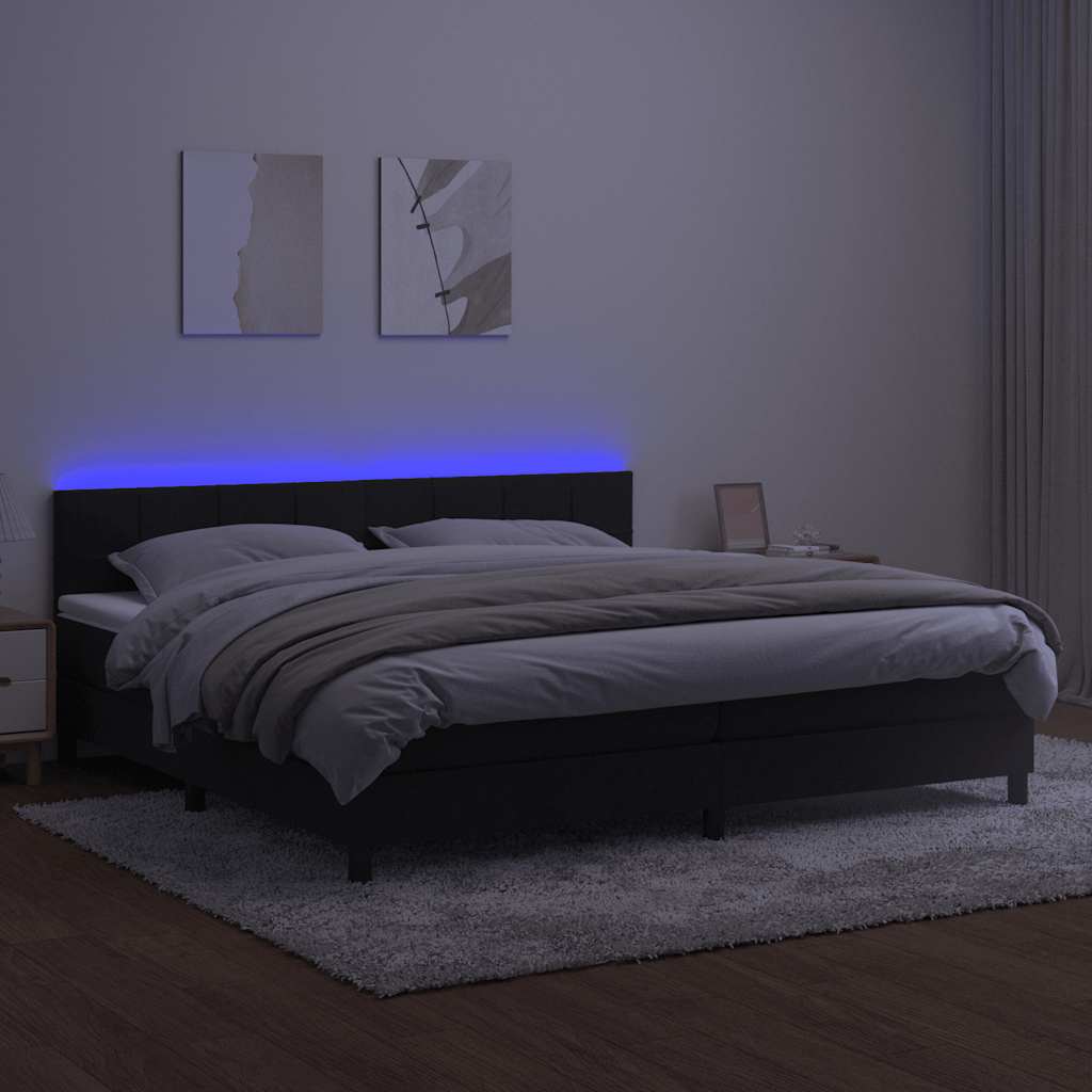 Sommier à lattes de lit avec matelas et LED Noir 200x200 cm - XIOS
