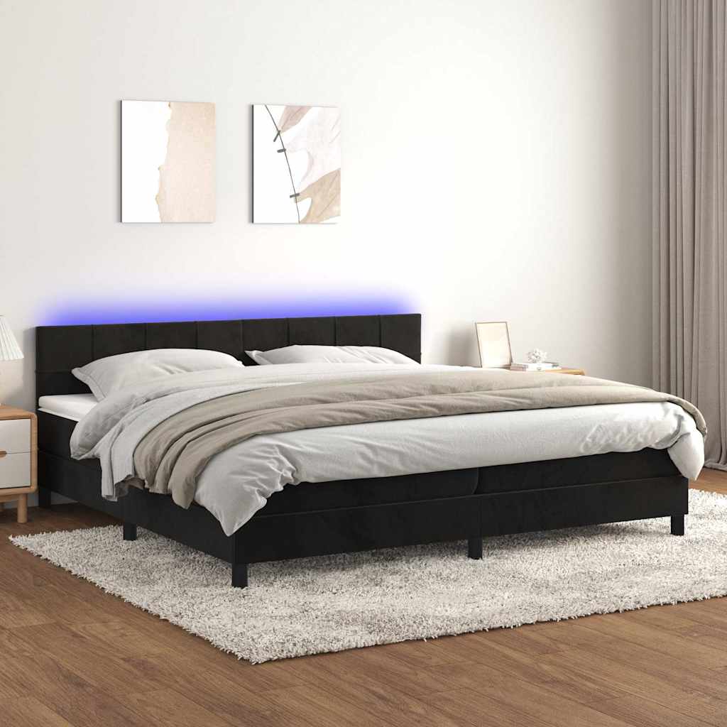 Sommier à lattes de lit avec matelas et LED Noir 200x200 cm - XIOS