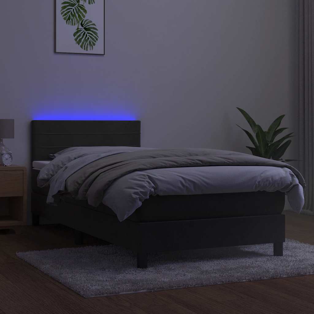 Sommier à lattes de lit et matelas et LED Gris foncé 80x200 cm - XIOS