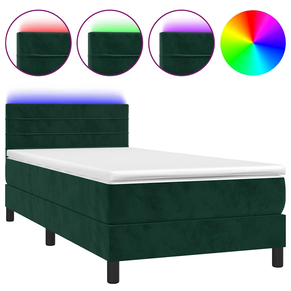 Sommier à lattes de lit et matelas et LED Vert foncé 80x200 cm - XIOS