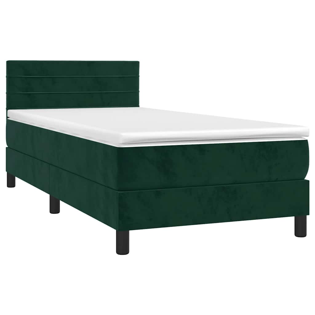 Sommier à lattes de lit et matelas et LED Vert foncé 80x200 cm - XIOS