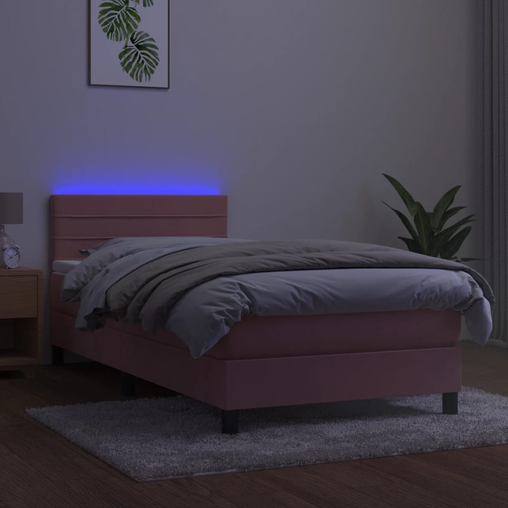 Sommier à lattes de lit avec matelas et LED Rose 80x200 cm - XIOS