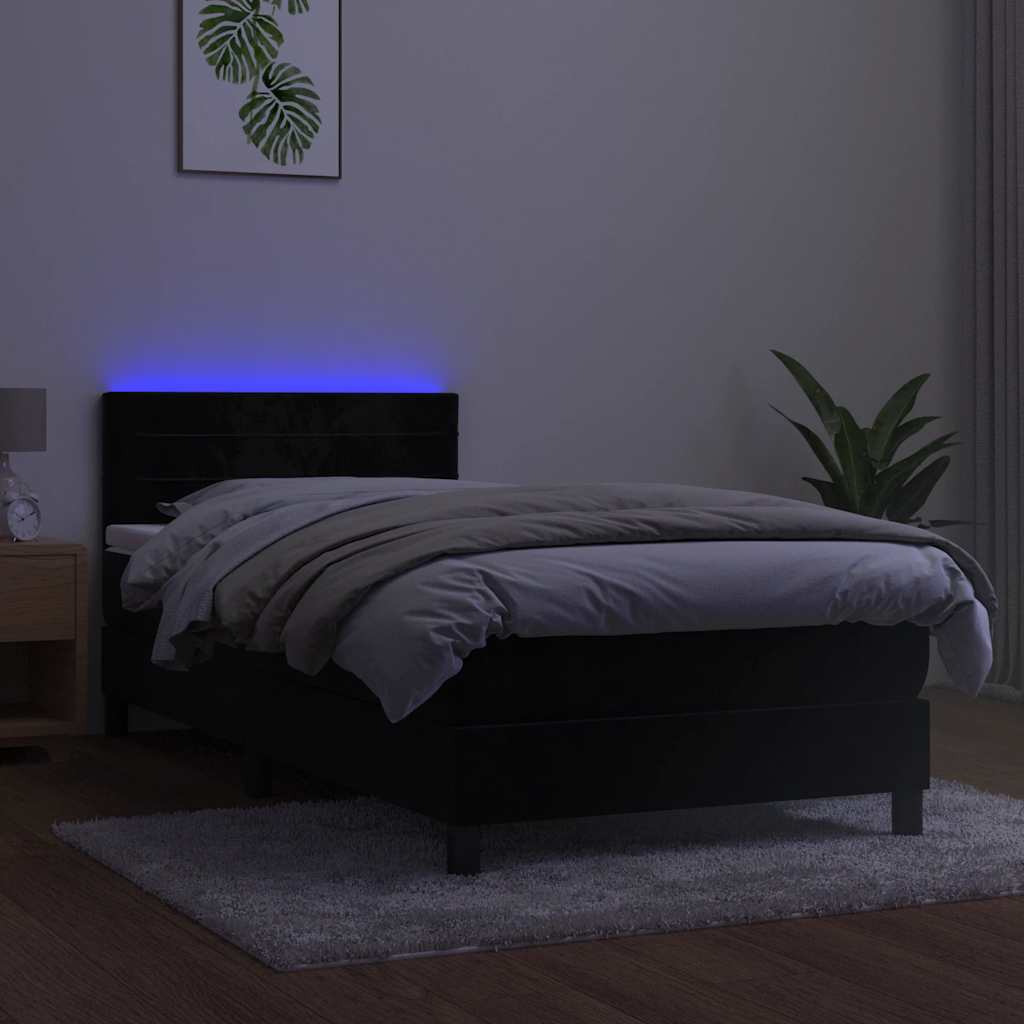 Sommier à lattes de lit avec matelas et LED Noir 90x190 cm - XIOS