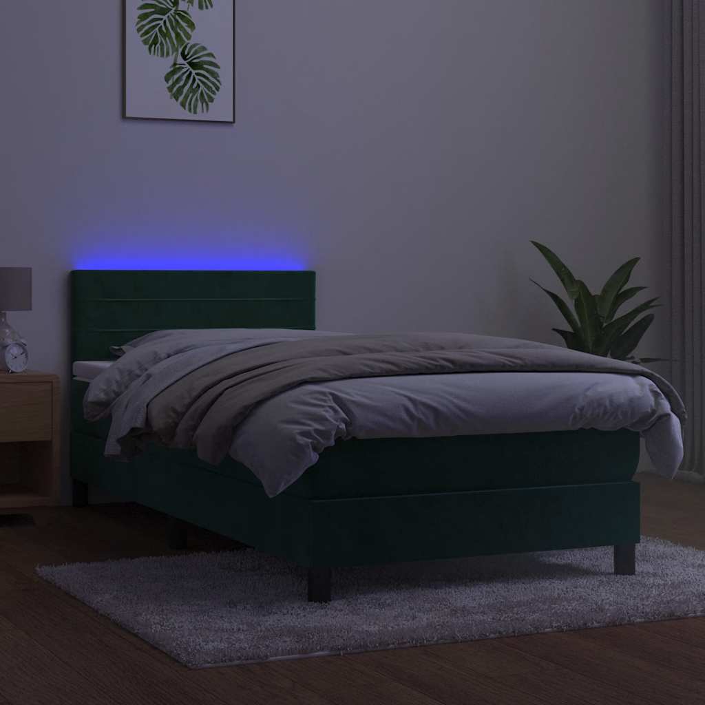 Sommier à lattes de lit et matelas et LED Vert foncé 90x190 cm - XIOS