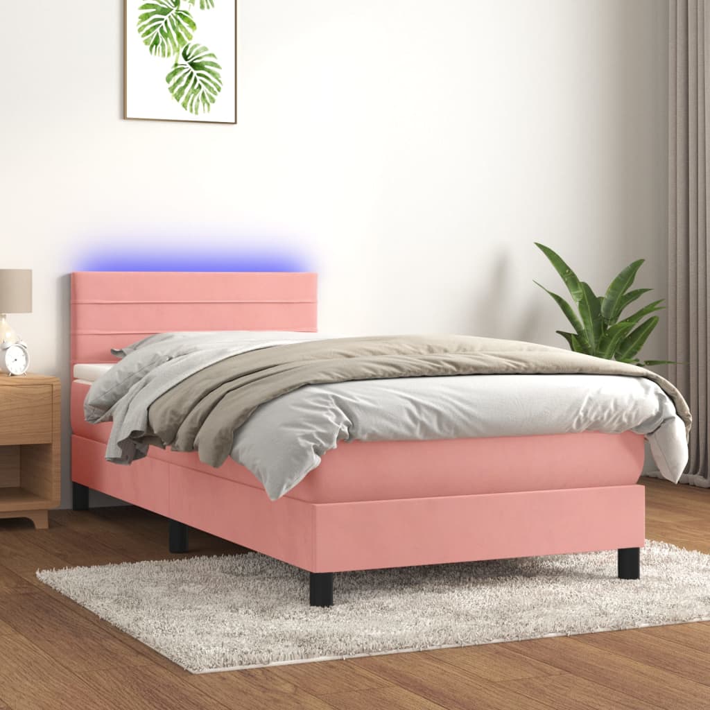 Sommier à lattes de lit avec matelas et LED Rose 90x190 cm - XIOS