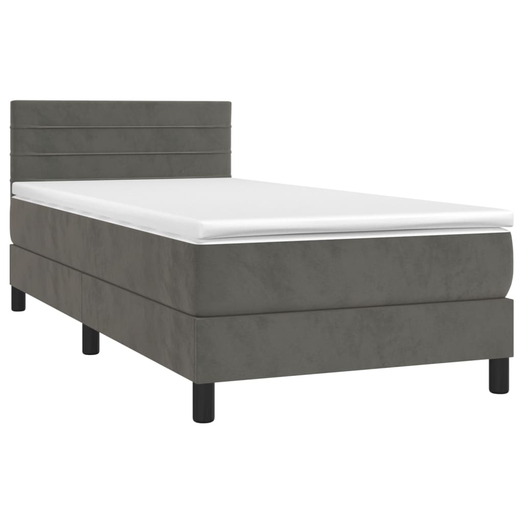 Sommier à lattes de lit et matelas et LED Gris foncé 90x200 cm - XIOS