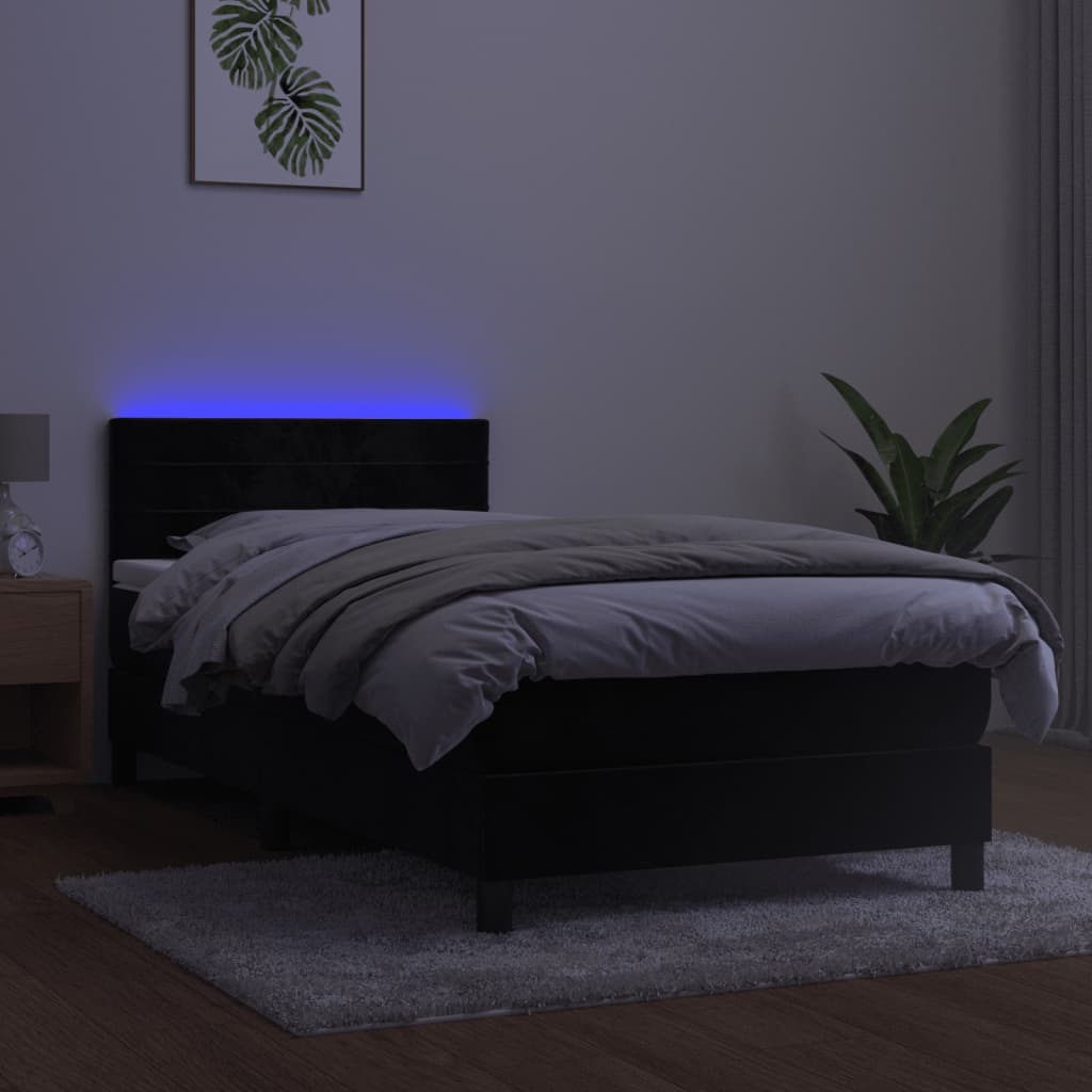 Sommier à lattes de lit avec matelas et LED Noir 90x200 cm - XIOS