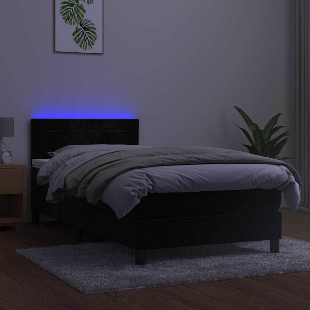 Sommier à lattes de lit avec matelas et LED Noir 90x200 cm - XIOS