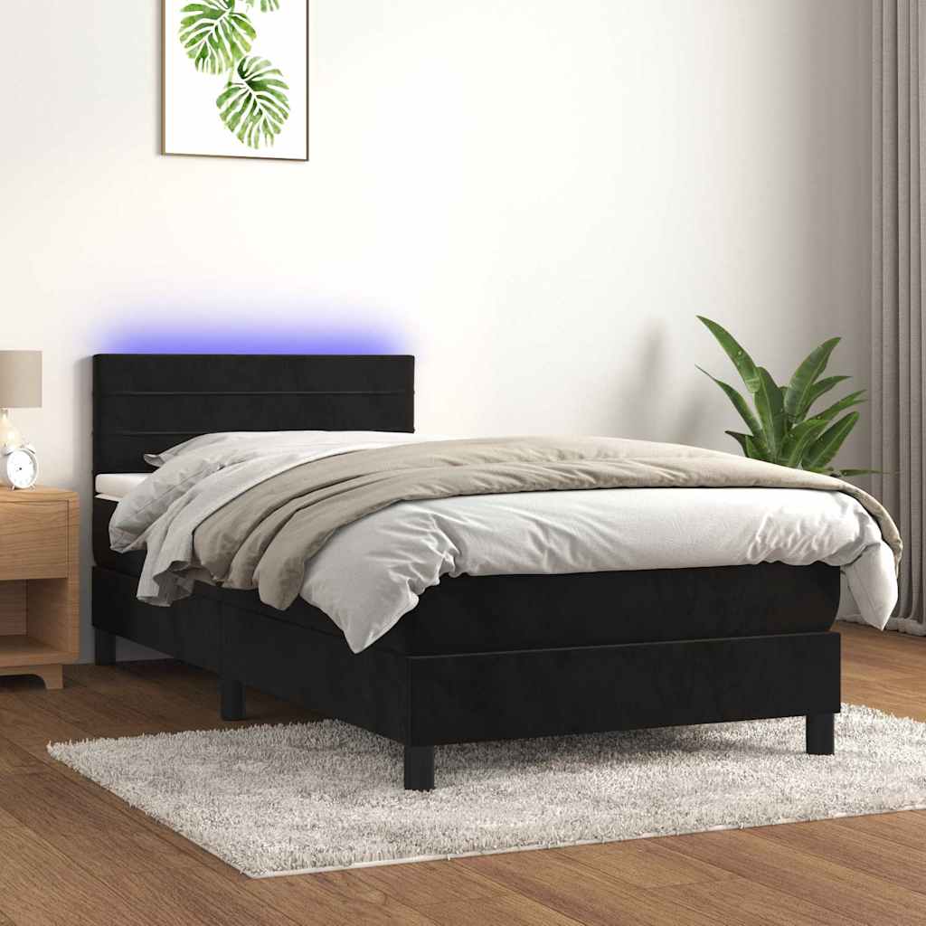 Sommier à lattes de lit avec matelas et LED Noir 90x200 cm - XIOS
