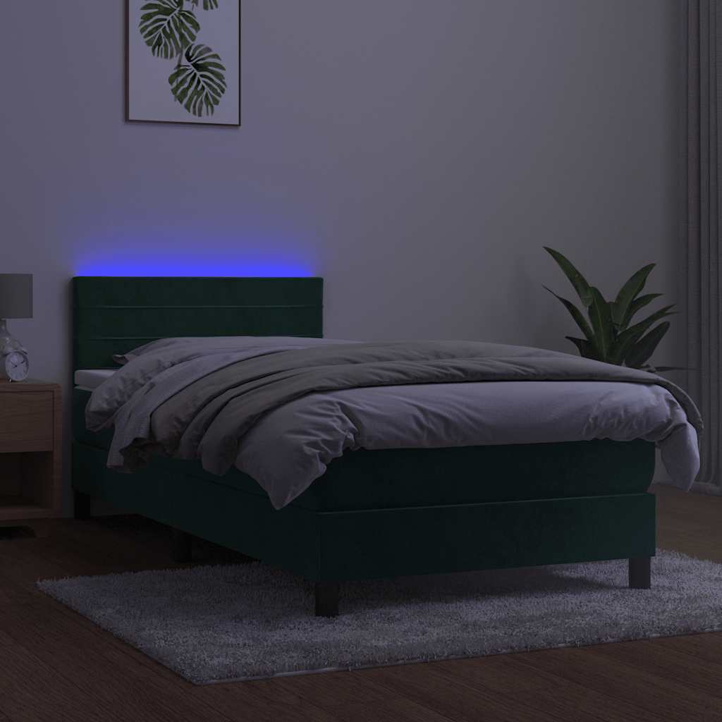Sommier à lattes de lit et matelas et LED Vert foncé 90x200 cm - XIOS