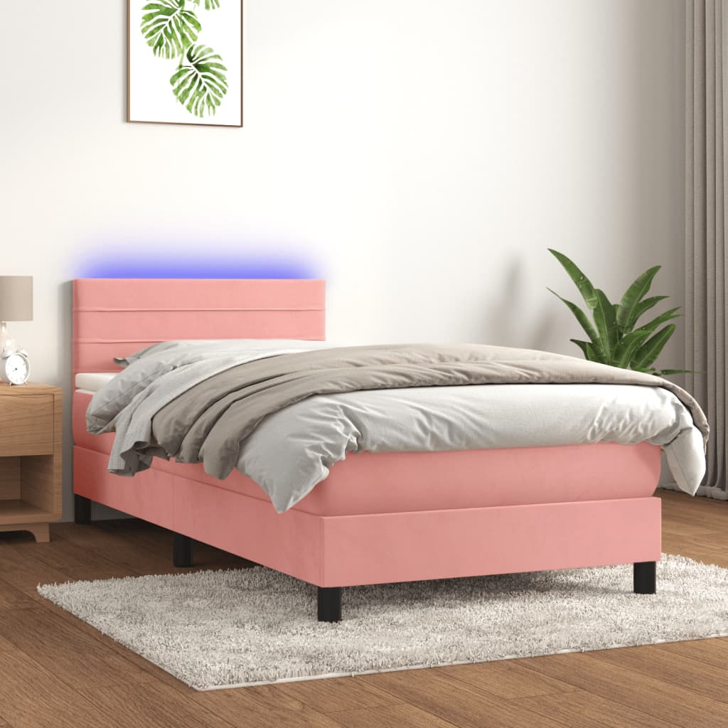 Sommier à lattes de lit avec matelas et LED Rose 90x200 cm - XIOS