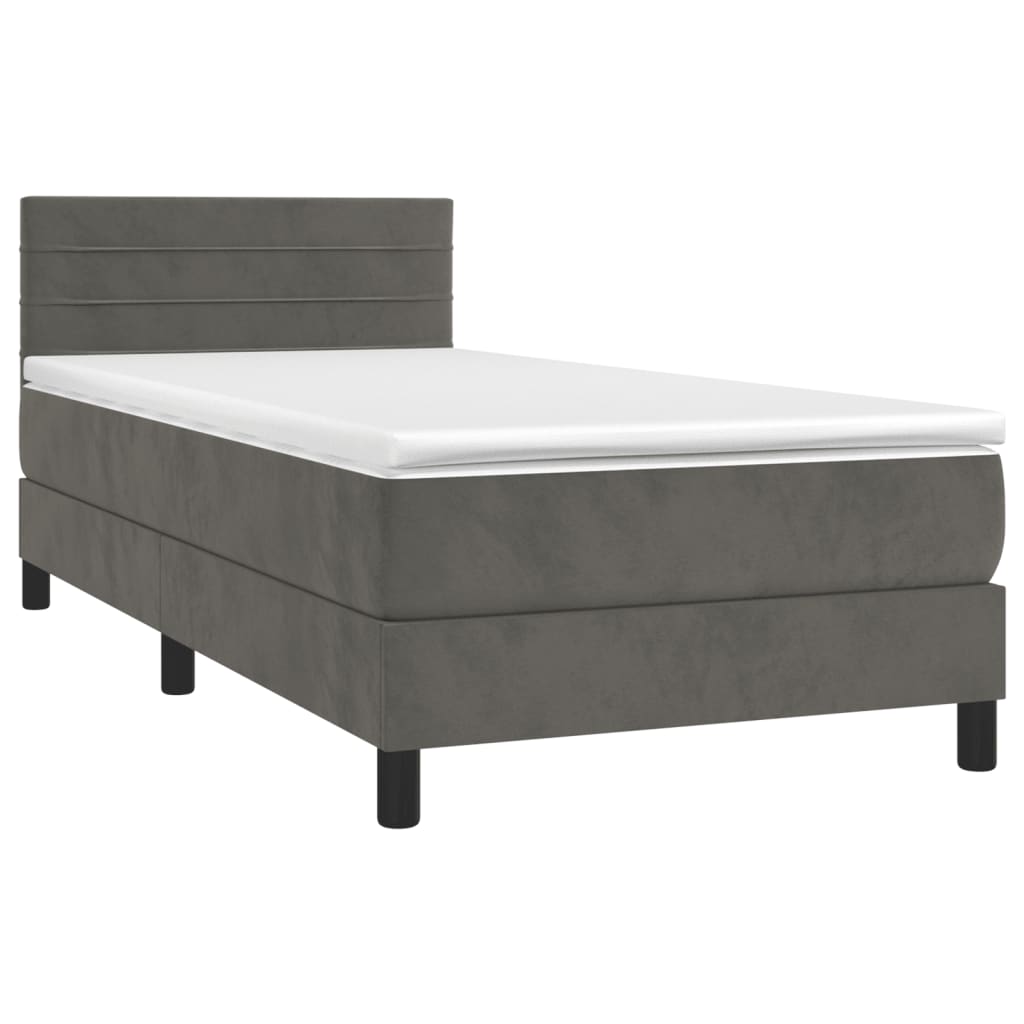 Sommier à lattes de lit avec matelas LED Gris foncé 100x200 cm - XIOS