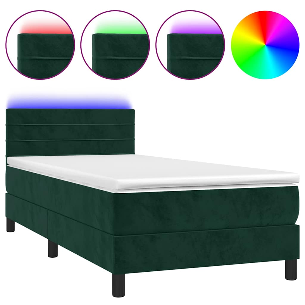 Sommier à lattes de lit avec matelas LED Vert foncé 100x200 cm - XIOS
