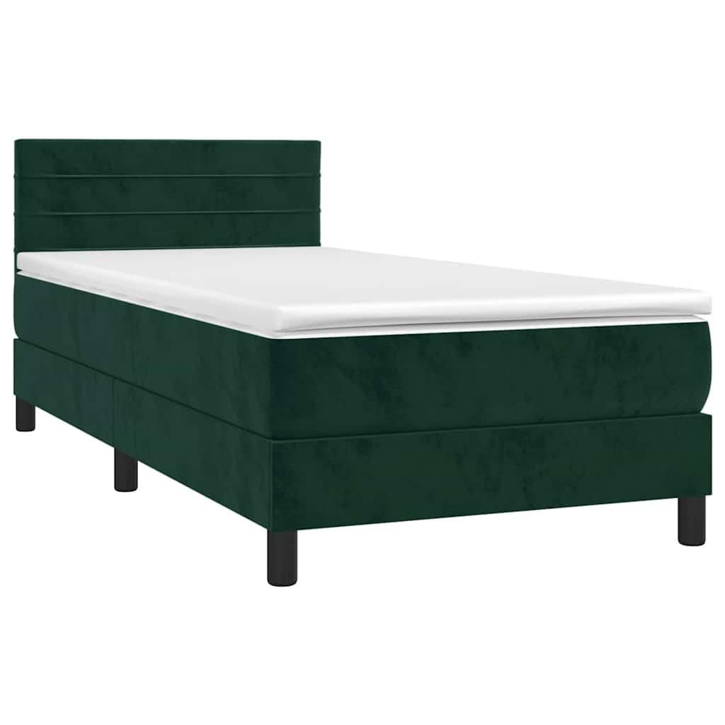 Sommier à lattes de lit avec matelas LED Vert foncé 100x200 cm - XIOS