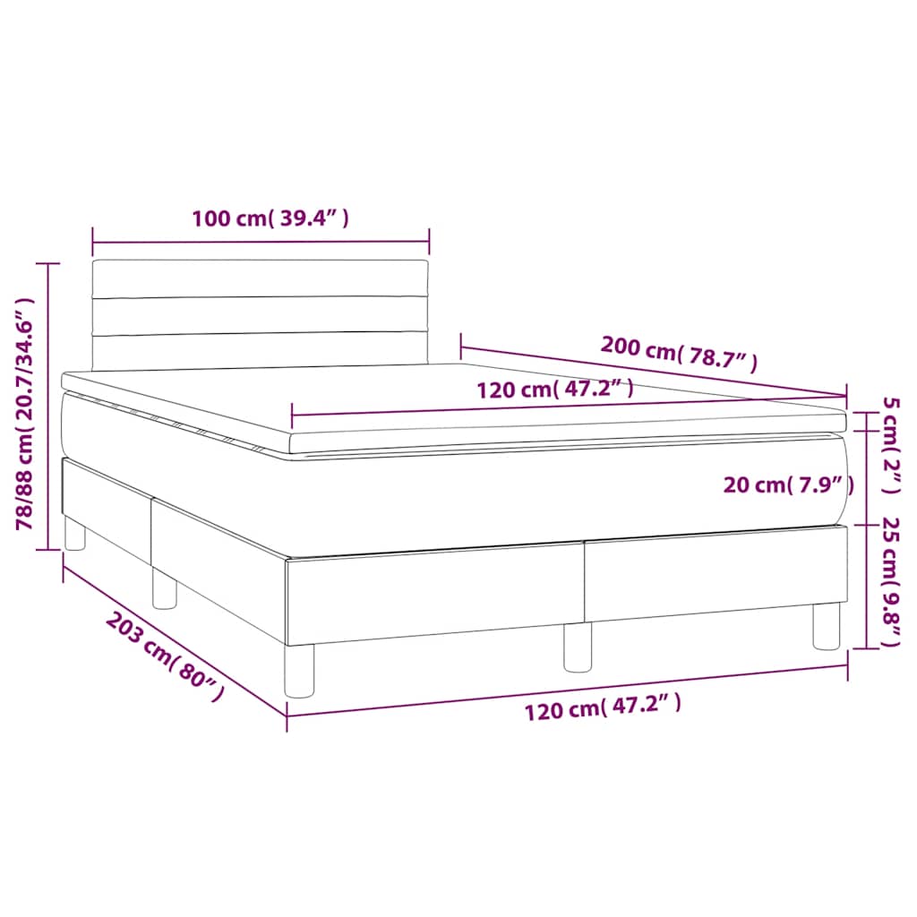 Sommier à lattes de lit avec matelas LED Vert foncé 120x200 cm - XIOS