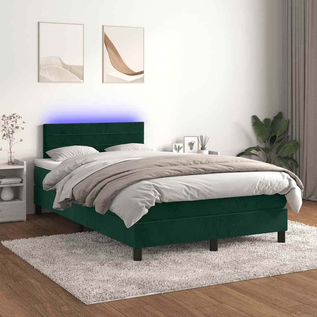 Sommier à lattes de lit avec matelas LED Vert foncé 120x200 cm - XIOS