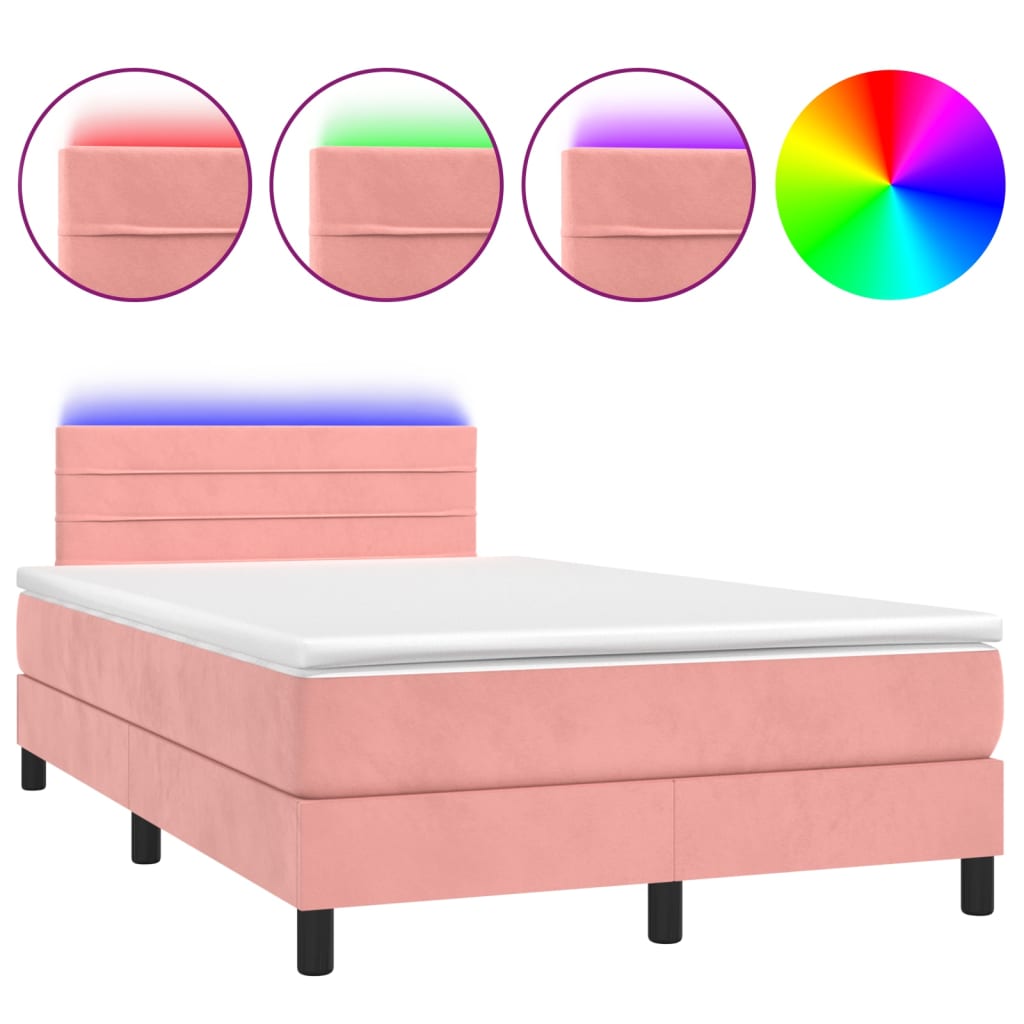 Sommier à lattes de lit avec matelas et LED Rose 120x200cm - XIOS