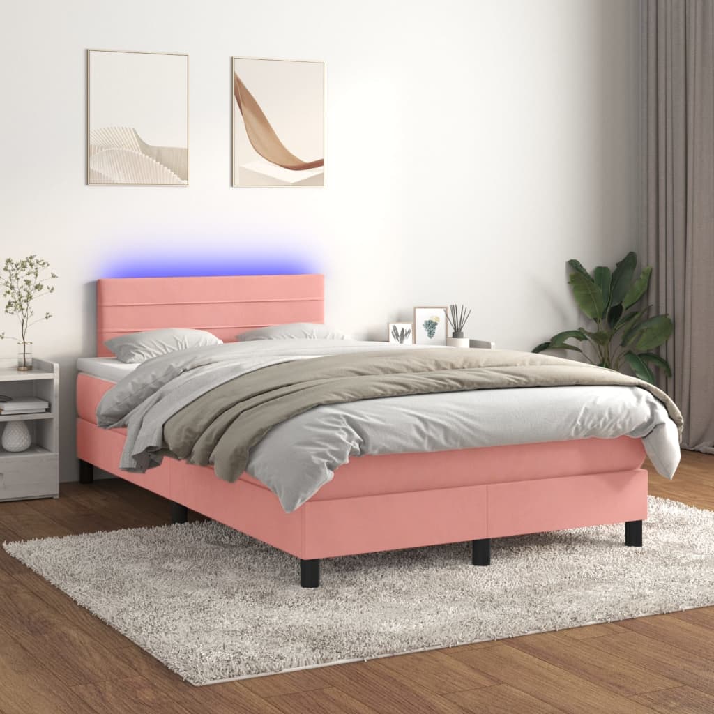Sommier à lattes de lit avec matelas et LED Rose 120x200cm - XIOS