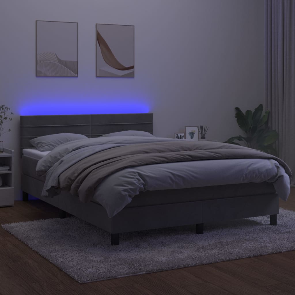 Sommier à lattes de lit avec matelas LED Gris clair 140x190 cm - XIOS