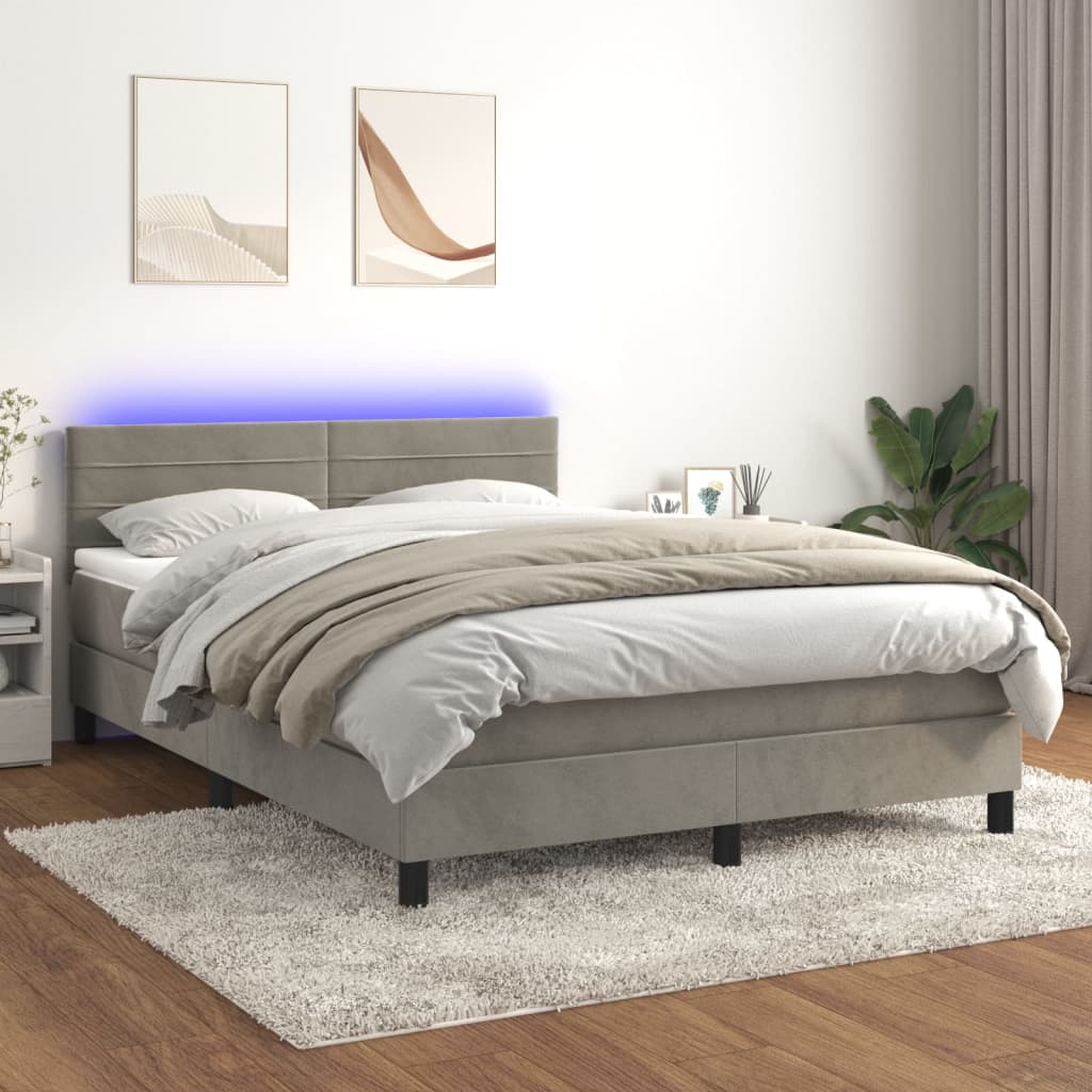 Sommier à lattes de lit avec matelas LED Gris clair 140x190 cm - XIOS