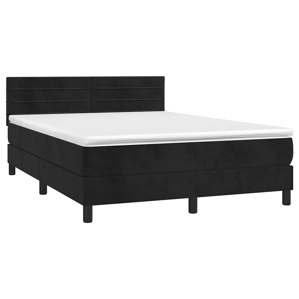 Sommier à lattes de lit avec matelas et LED Noir 140x190 cm - XIOS