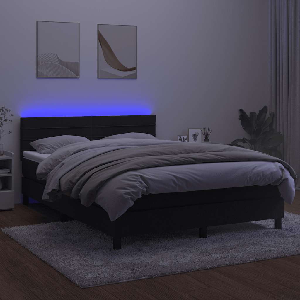 Sommier à lattes de lit avec matelas et LED Noir 140x190 cm - XIOS