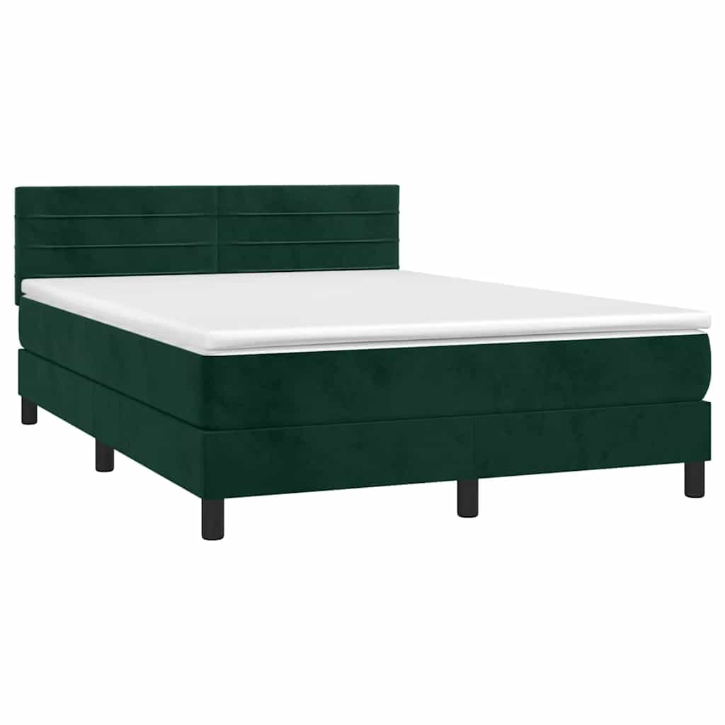 Sommier à lattes de lit avec matelas LED Vert foncé 140x190 cm - XIOS