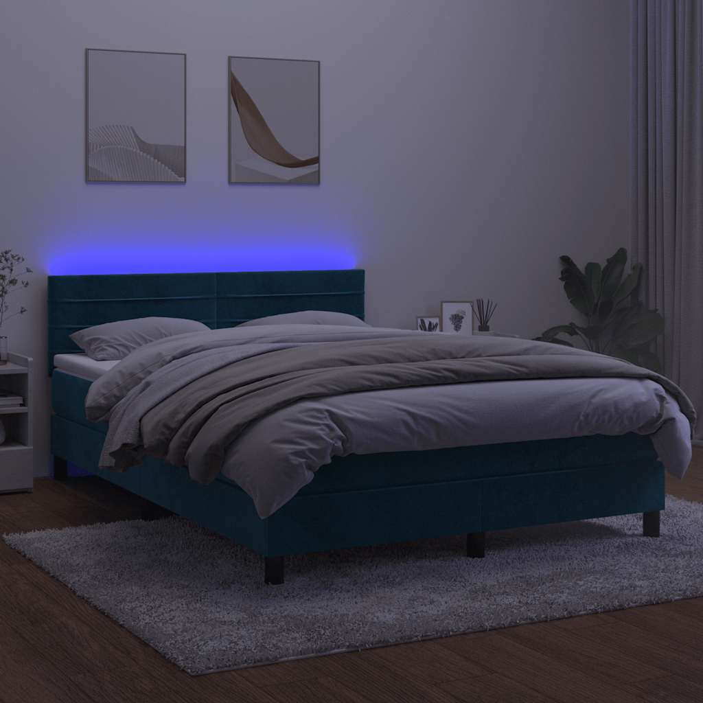 Sommier à lattes de lit avec matelas LED Bleu foncé 140x190 cm - XIOS