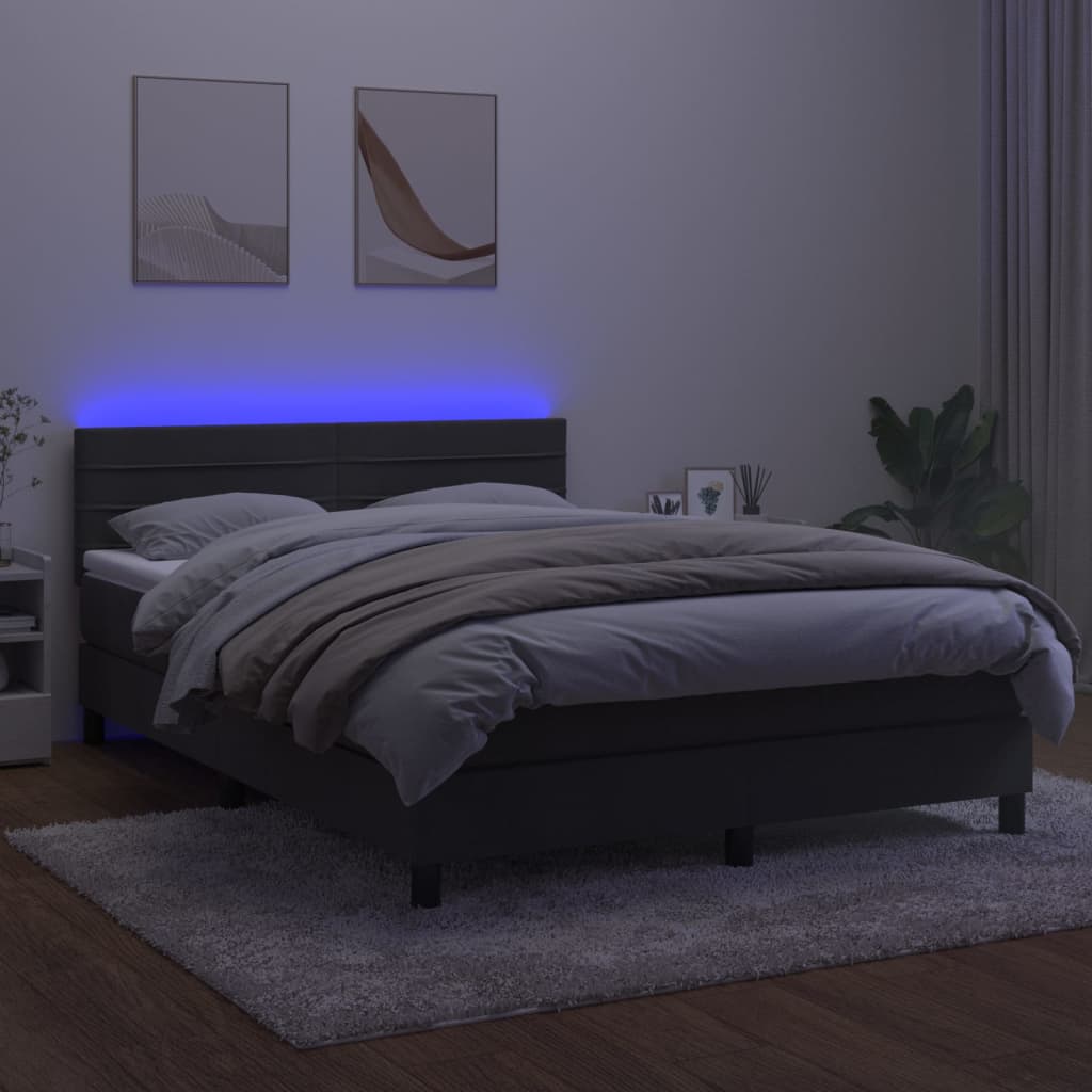 Sommier à lattes de lit avec matelas LED Gris foncé 140x200 cm - XIOS