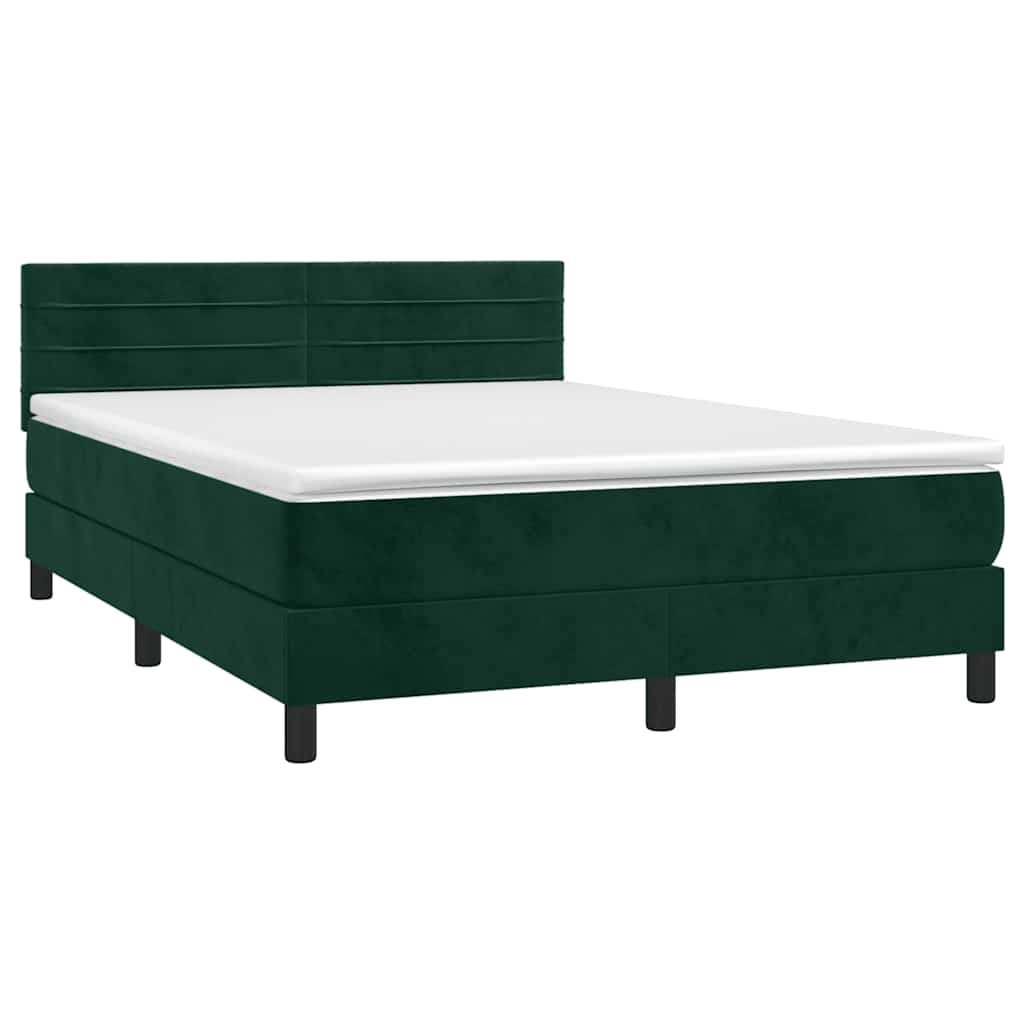 Sommier à lattes de lit avec matelas LED Vert foncé 140x200 cm - XIOS