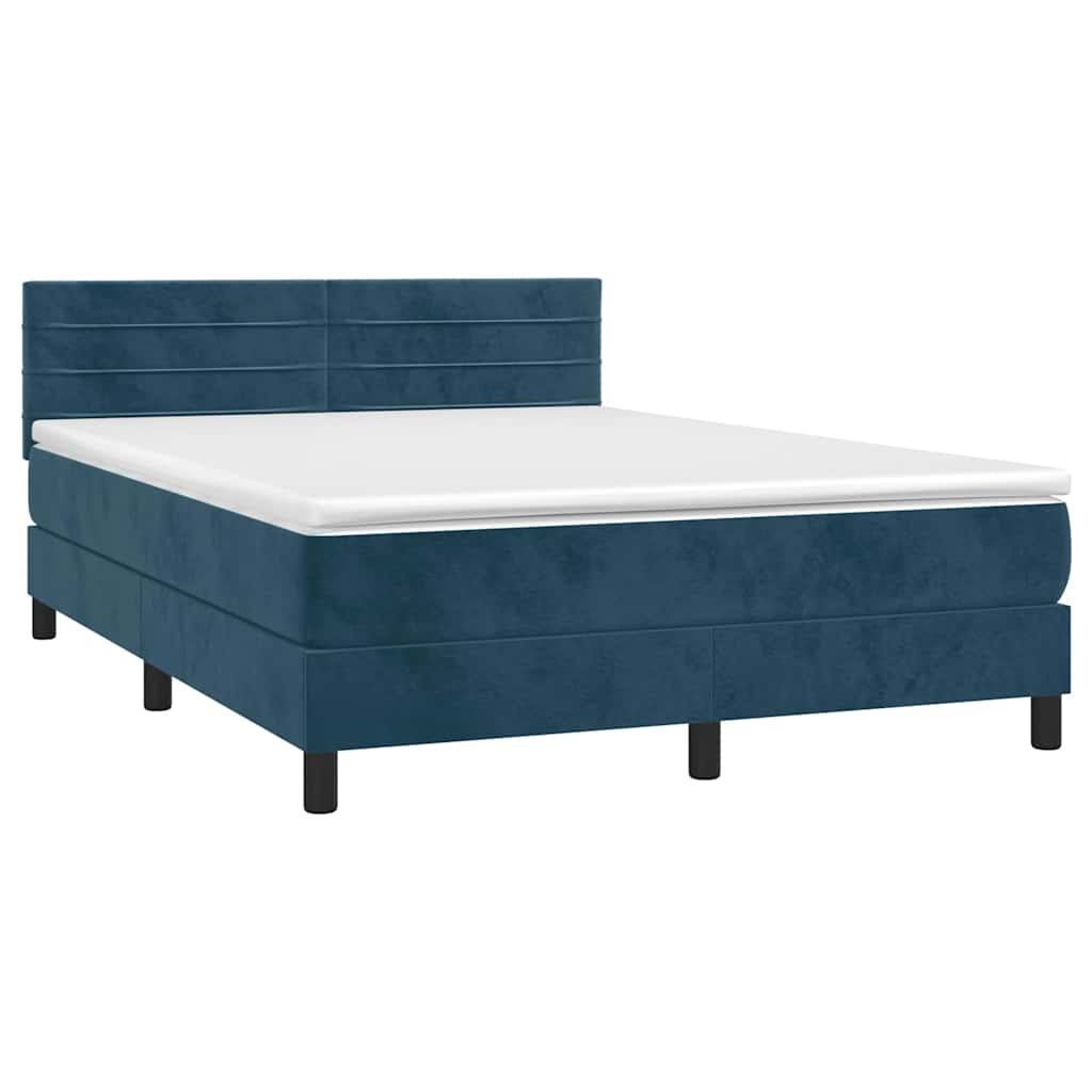 Sommier à lattes de lit avec matelas LED Bleu foncé 140x200 cm - XIOS