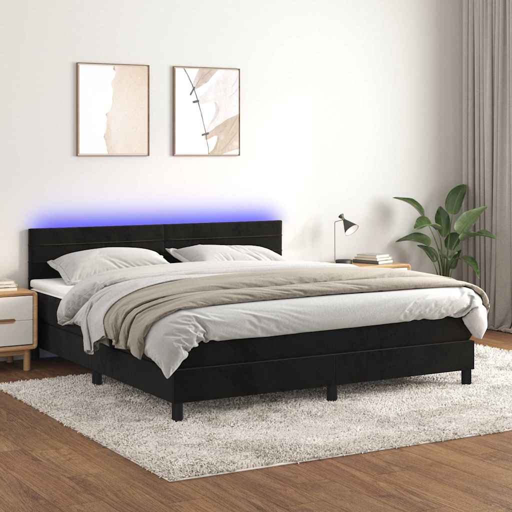 Sommier à lattes de lit avec matelas et LED Noir 160x200 cm - XIOS