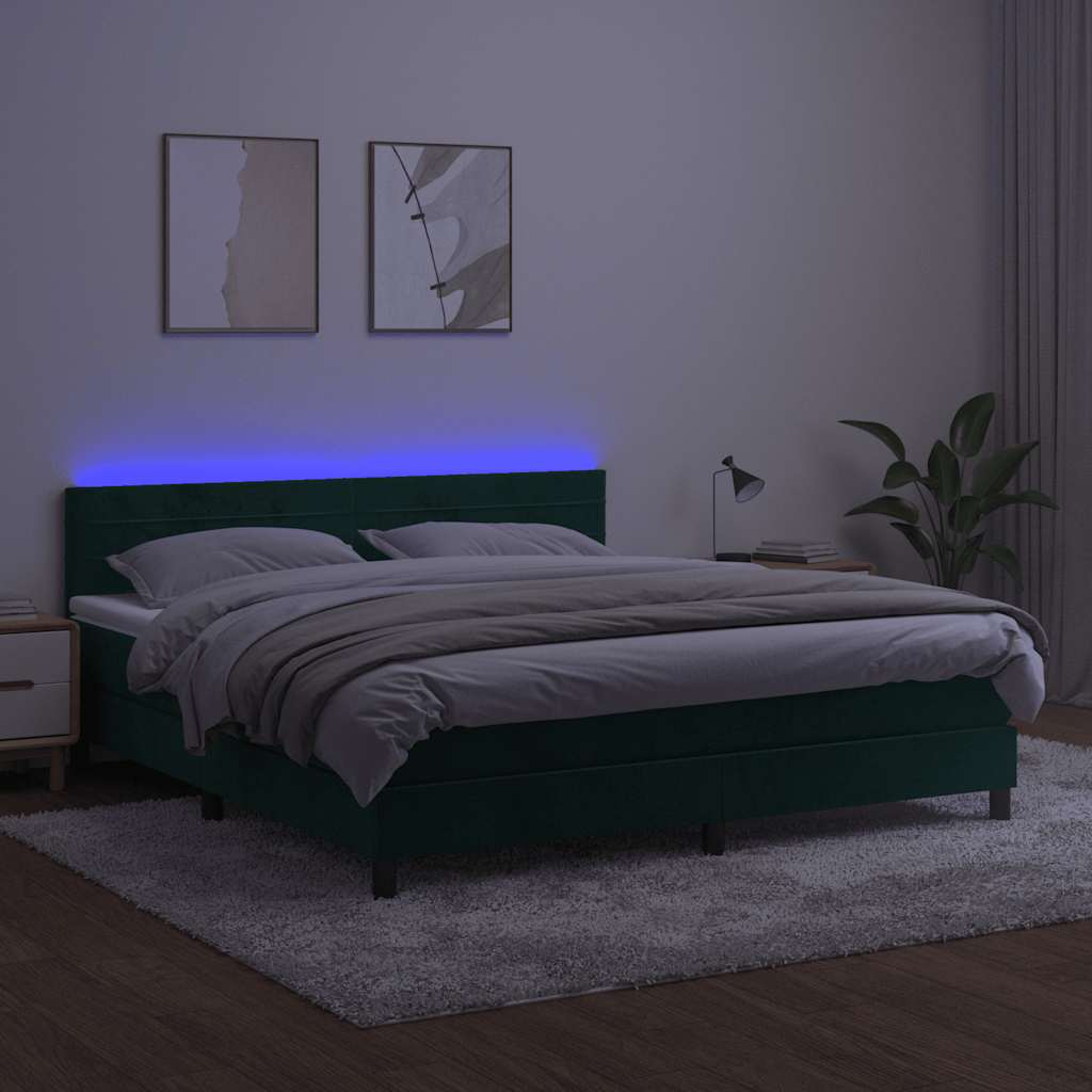 Sommier à lattes de lit avec matelas LED Vert foncé 160x200 cm - XIOS