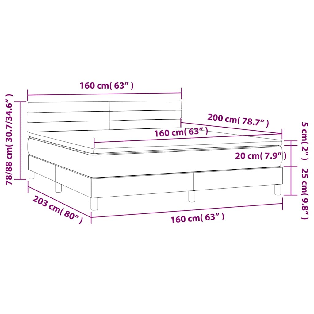 Sommier à lattes de lit avec matelas LED Vert foncé 160x200 cm - XIOS