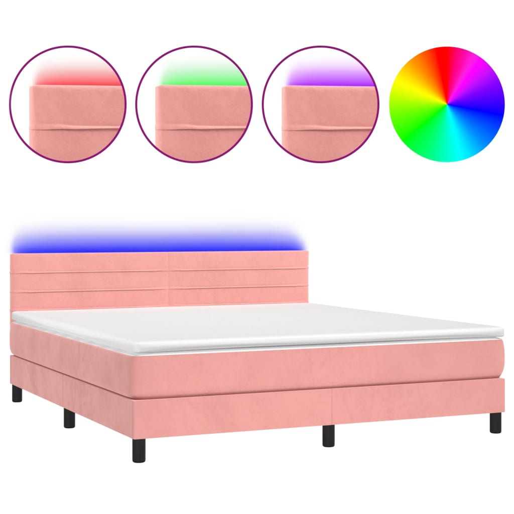 Sommier à lattes de lit avec matelas et LED Rose 160x200 cm - XIOS