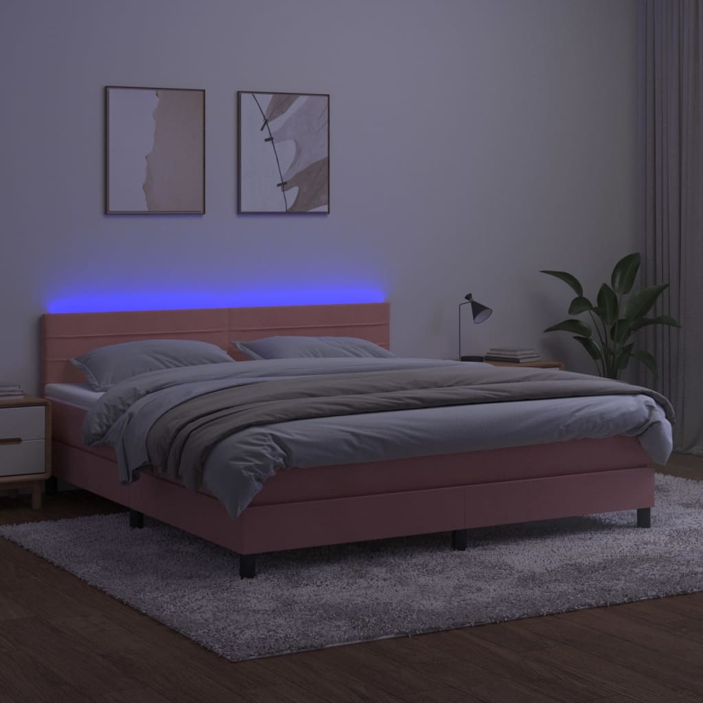 Sommier à lattes de lit avec matelas et LED Rose 160x200 cm - XIOS