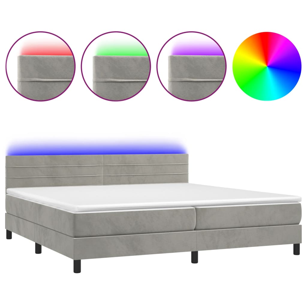 Sommier à lattes de lit avec matelas LED Gris clair 200x200 cm - XIOS