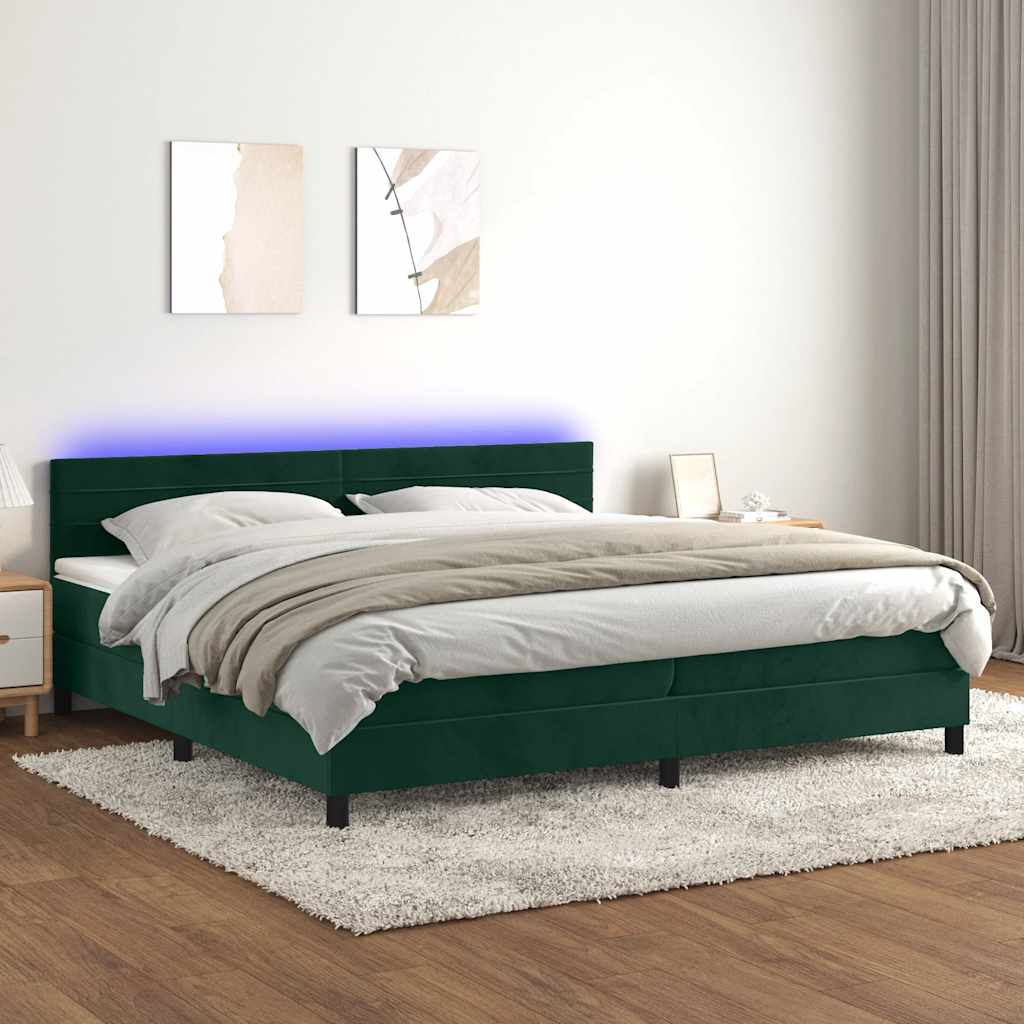 Sommier à lattes de lit avec matelas LED Vert foncé 200x200 cm - XIOS