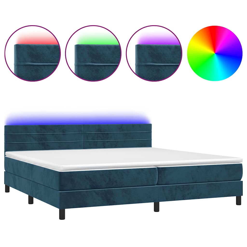 Sommier à lattes de lit avec matelas LED Bleu foncé 200x200 cm - XIOS