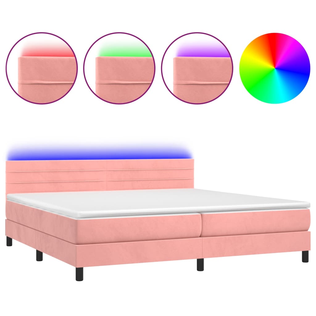 Sommier à lattes de lit avec matelas et LED Rose 200x200 cm - XIOS