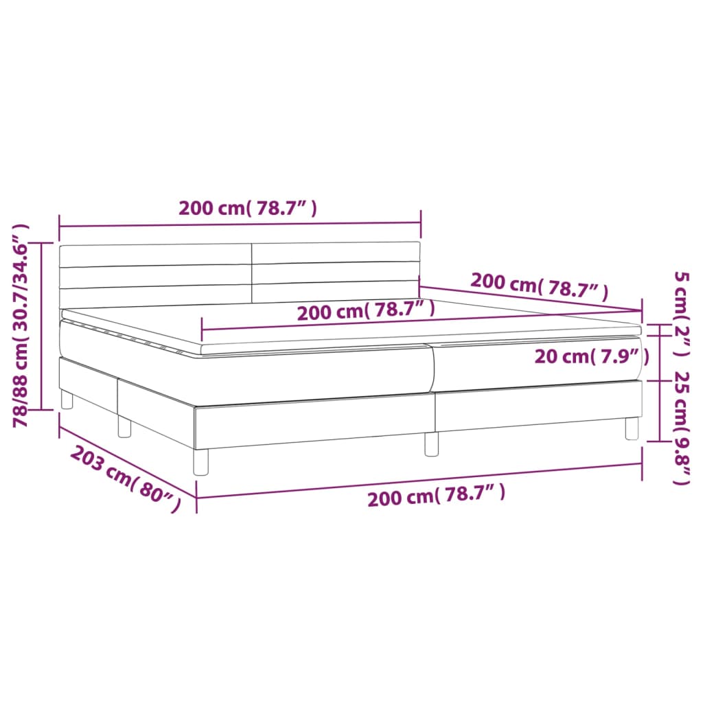 Sommier à lattes de lit avec matelas et LED Rose 200x200 cm - XIOS