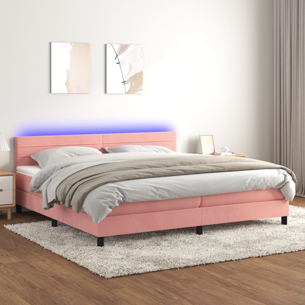 Sommier à lattes de lit avec matelas et LED Rose 200x200 cm - XIOS